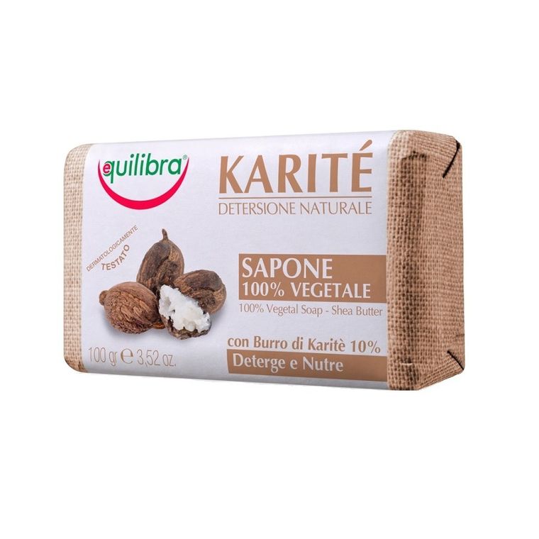 Equilibra, Karite 100% Vegetal Soap, mydło z masłem Shea,100g