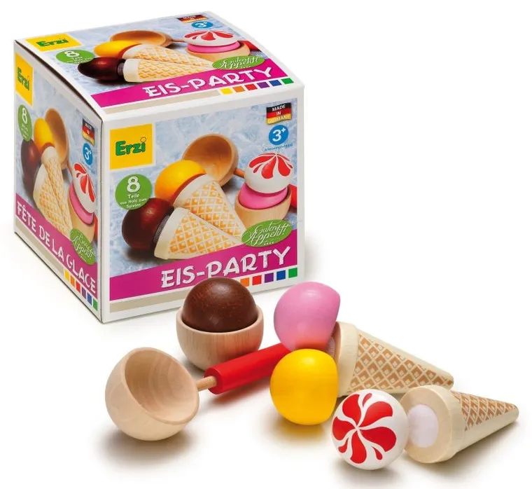 Erzi, drewniany zestaw do serwowania lodów