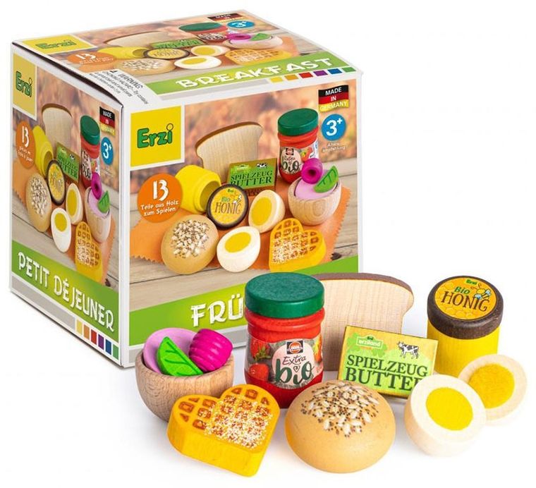 Erzi, Śniadanie, zabawa w gotowanie, drewniane produkty spożywcze, 13 elementów