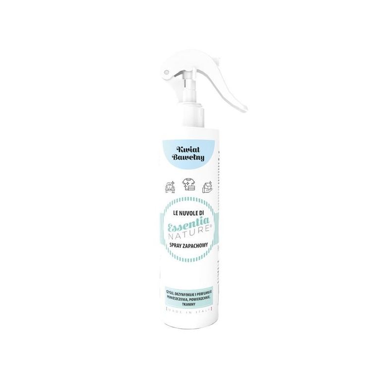 Essentia Nature, odświeżacz w sprayu do tkanin i wnętrz, Kwiat Bawełny. 250 ml