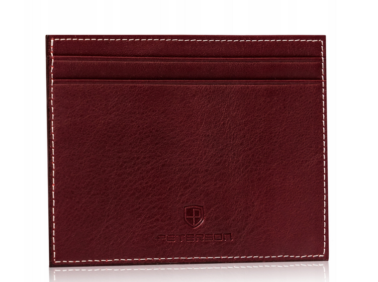 Etui na dokumenty, bordowe, skórzane, Peterson