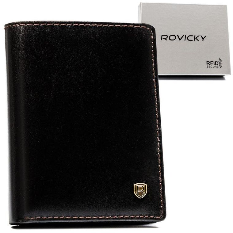 Etui na dokumenty, brązowe, skórzane, Rovicky