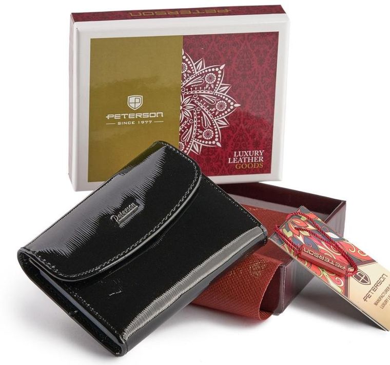 Etui na dokumenty, czarne, skórzane, Peterson