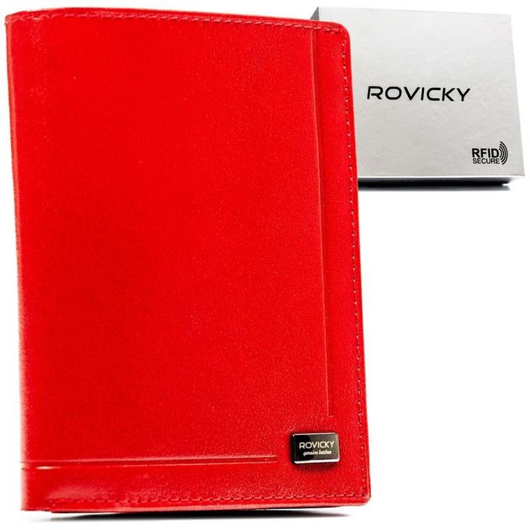 Etui na dokumenty, czerwone, skórzane, Rovicky