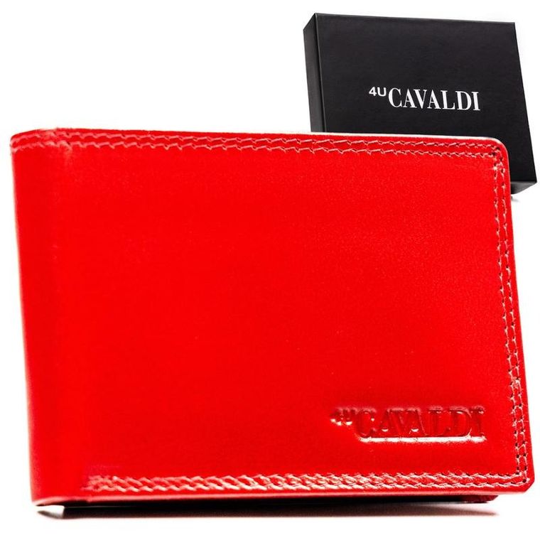 Etui na karty, czerwone, skórzane, 4U Cavaldi