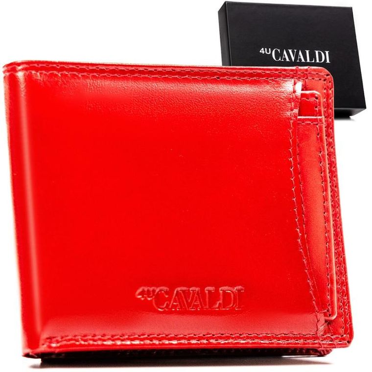 Etui na karty, czerwone, skórzane, 4U Cavaldi
