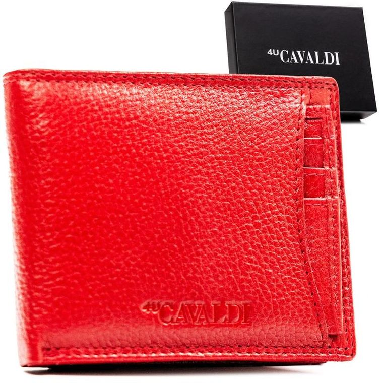 Etui na karty, czerwone, skórzane, 4U Cavaldi