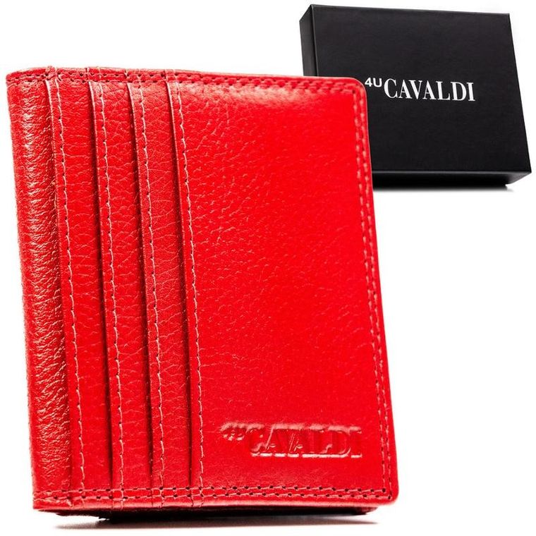 Etui na karty, czerwone, skórzane, RFID, 4U Cavaldi