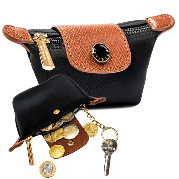 Etui na klucze, czarne, skóra ekologiczna, Peterson