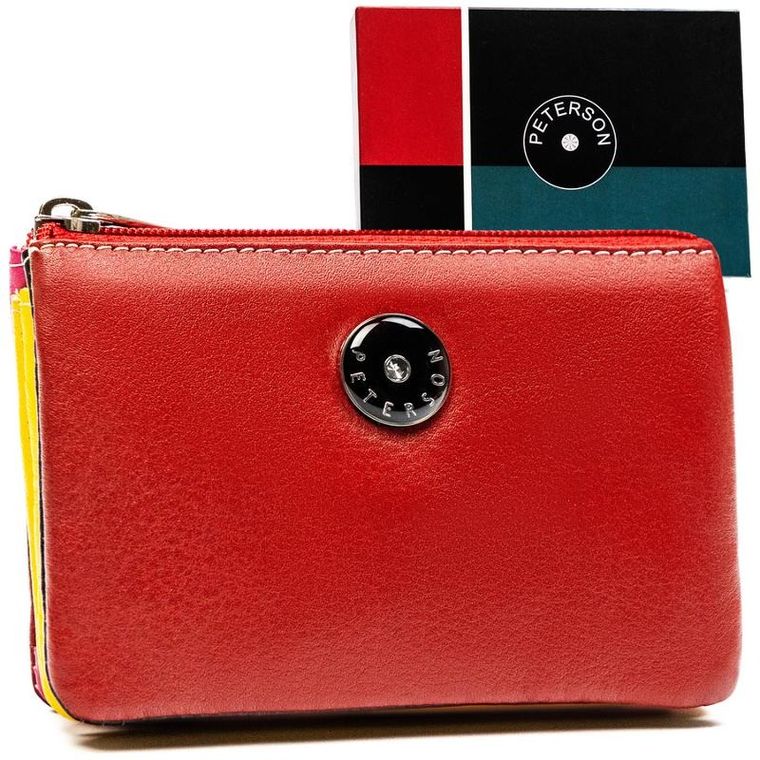 Etui na klucze, czerwone, skórzane, Peterson