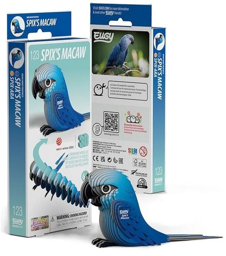 Eugy, układanka 3D, Papuga Ara Srebrzysta