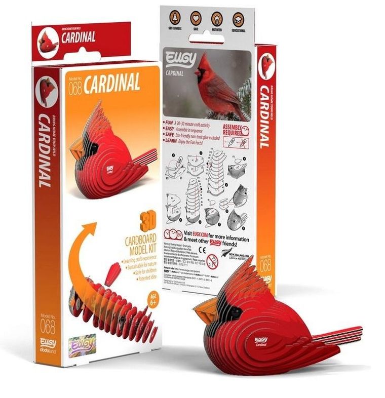 Eugy, układanka 3D, Ptak Kardynał Szkarłatny