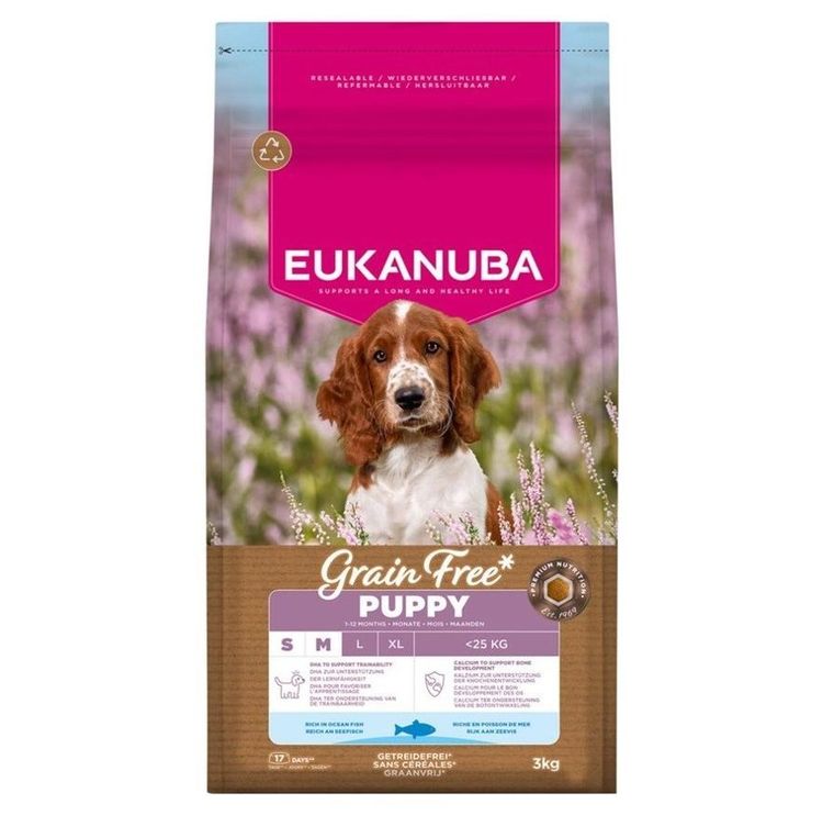 Eukanuba, karma sucha, bezzbożowa, dla szczeniąt, 3 kg