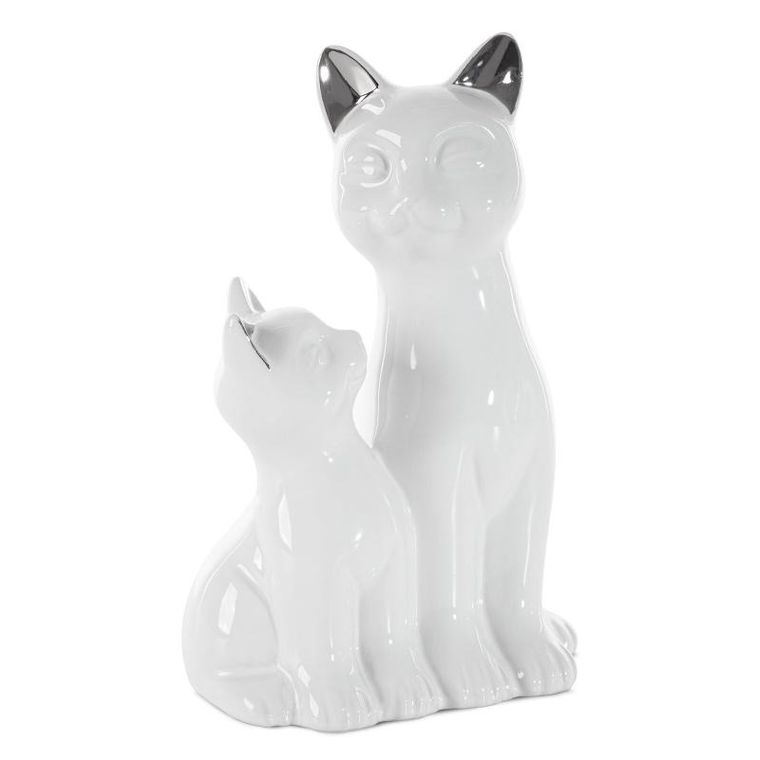 Eurofirany, figurka dekoracyjna, Cat, 15-11-22 cm, biały