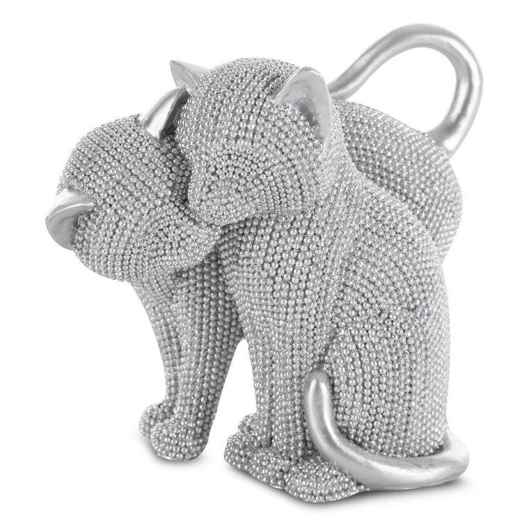 Eurofirany, figurka dekoracyjna, kot, Eldo, 16-10-13 cm, srebrny