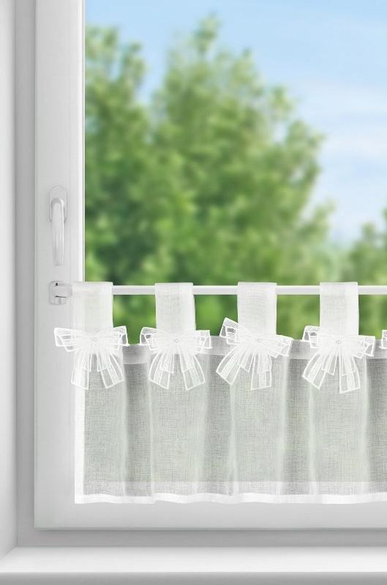 Eurofirany, firana gotowa, Alexandra, na szelkach, 150-30 cm, biały
