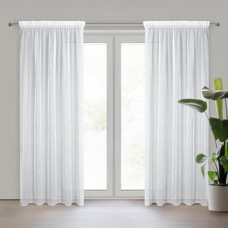Eurofirany, firana gotowa, Alexi, na taśmie, 140-280 cm, biały