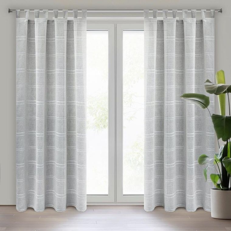 Eurofirany, firana gotowa, Arcadia, na szelkach, 140-250 cm, srebrny