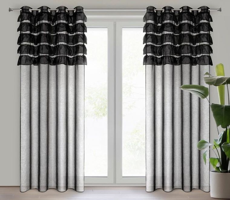 Eurofirany, firana gotowa Aura, 140-250 cm, czarny