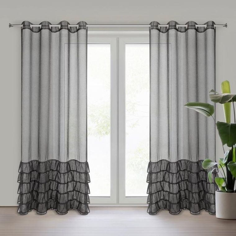 Eurofirany, firana gotowa, Carli, 140-250 cm, czarny