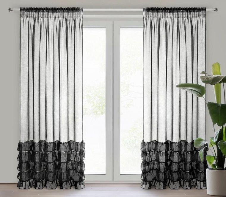 Eurofirany, firana gotowa, Dani, na taśmie, 140-270 cm, czarny