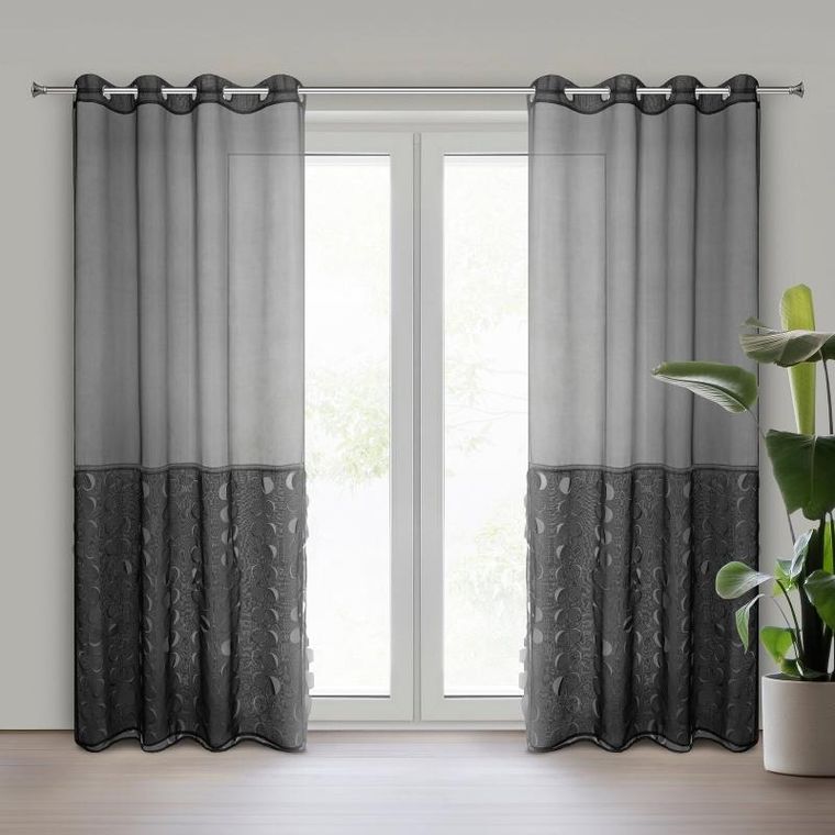 Eurofirany, firana gotowa, Debora, 140-250 cm, czarny