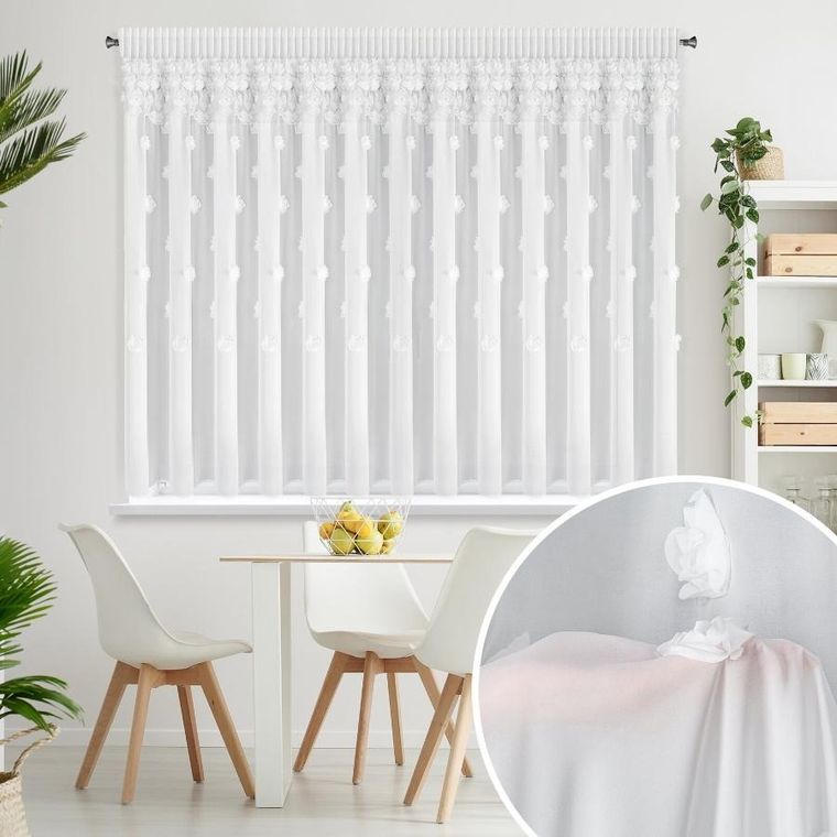 Eurofirany, firana gotowa Diana, 3 na taśmie, 350-160 cm, biały