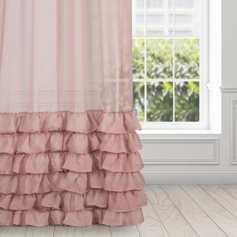 Eurofirany, firana gotowa, Dolly, na taśmie, 140-250 cm, różowy