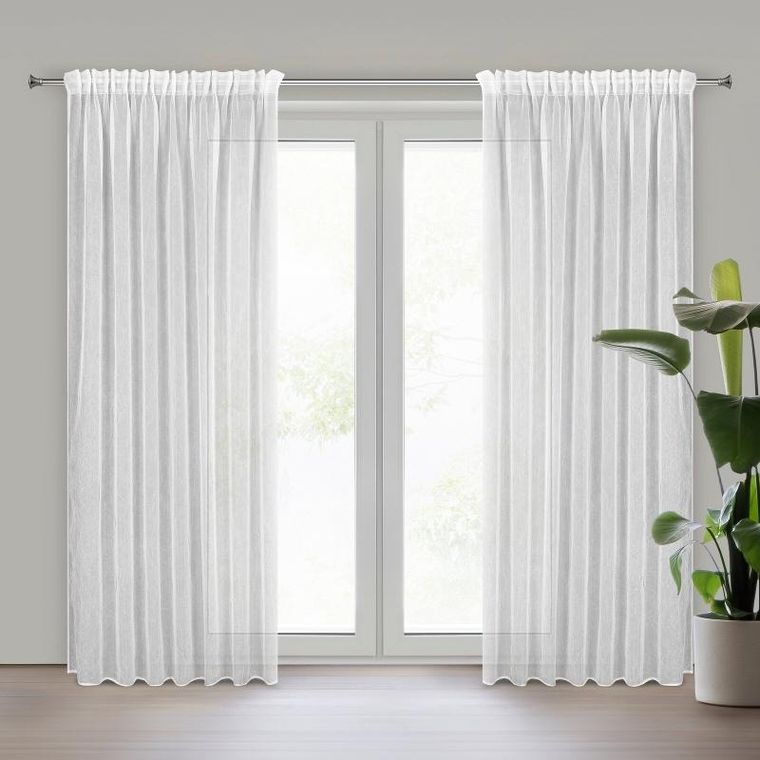 Eurofirany, firana gotowa, Elia, na taśmie, 140-270 cm, biały
