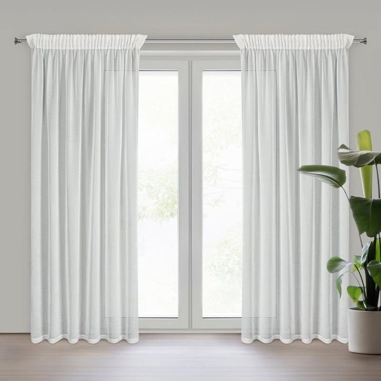 Eurofirany, firana gotowa, Hera, na taśmie, 140-270 cm, biały