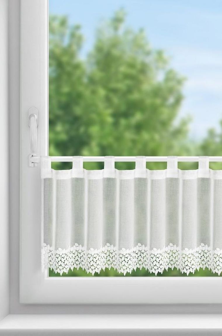 Eurofirany, firana gotowa, Hestia, na szelkach, 150-40 cm, biały