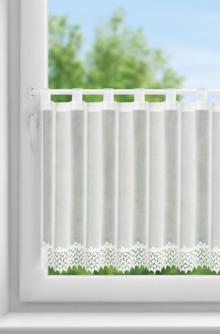 Eurofirany, firana gotowa, Hestia, na szelkach 150-70 cm, biały