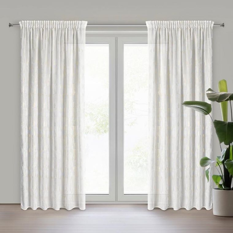 Eurofirany, firana gotowa, Ilaria, na taśmie, 140-250 cm, biały