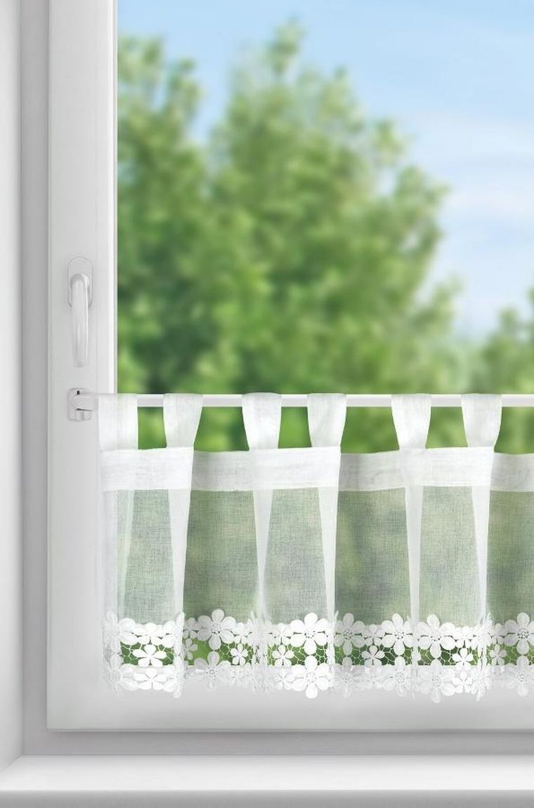 Eurofirany, firana gotowa, Kaja, na szelkach, 150-40 cm, biały