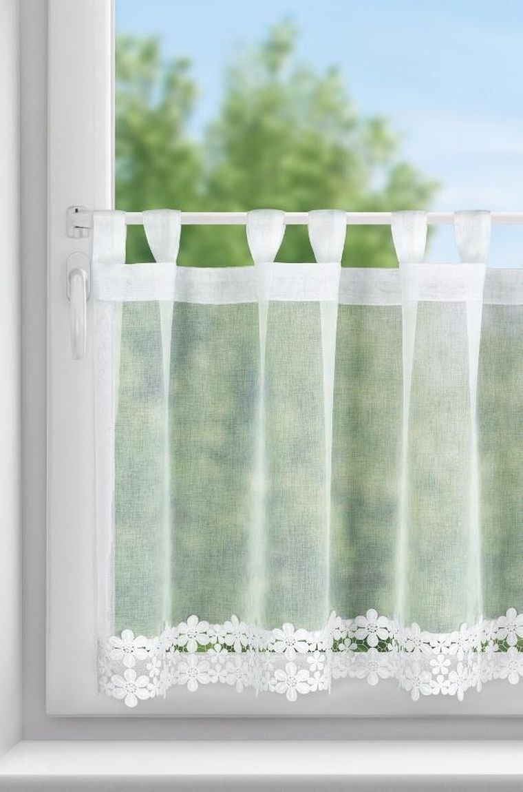 Eurofirany, firana gotowa, Kaja, na szelkach, 150-70 cm, biały