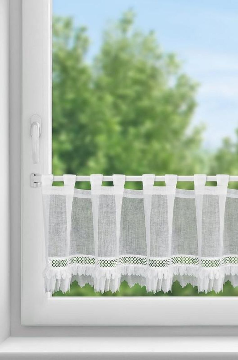 Eurofirany, firana gotowa, Katrin, na szelkach, 150-40 cm, biały