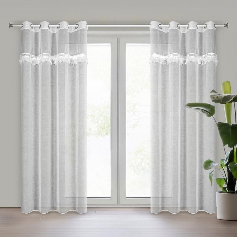 Eurofirany, firana gotowa, Kiara 140-250 cm, biały