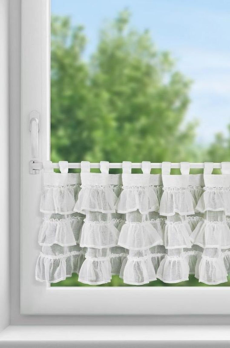 Eurofirany, firana gotowa, Lilia 1, na szelkach, 150-45 cm, biały