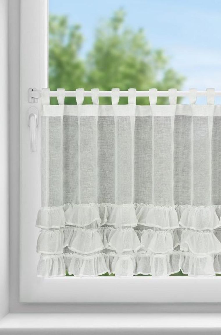 Eurofirany, firana gotowa, Lilian 2, na szelkach, 150-70 cm, biały