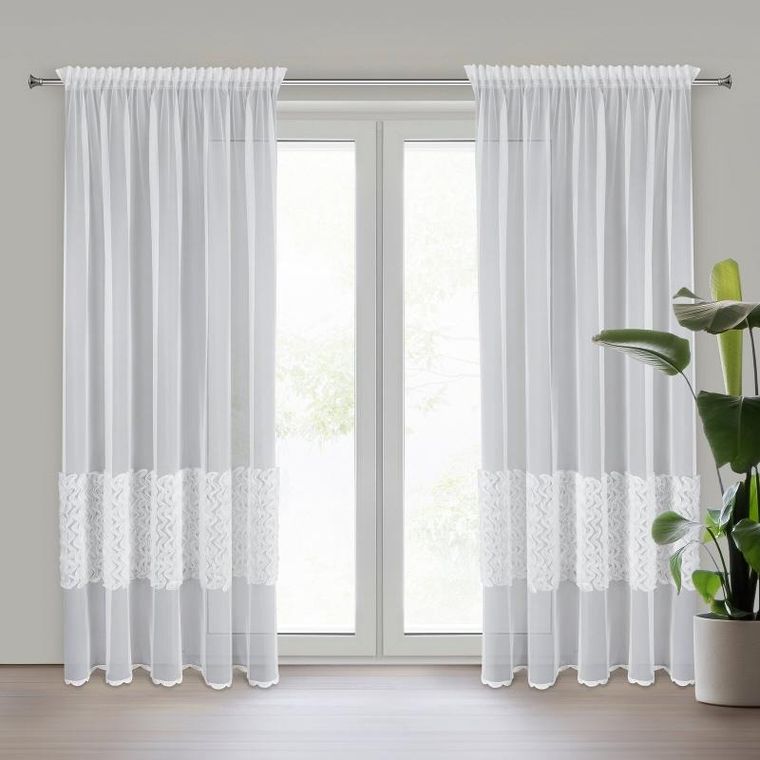Eurofirany, firana gotowa, Loris, na taśmie, 140-270 cm, biały