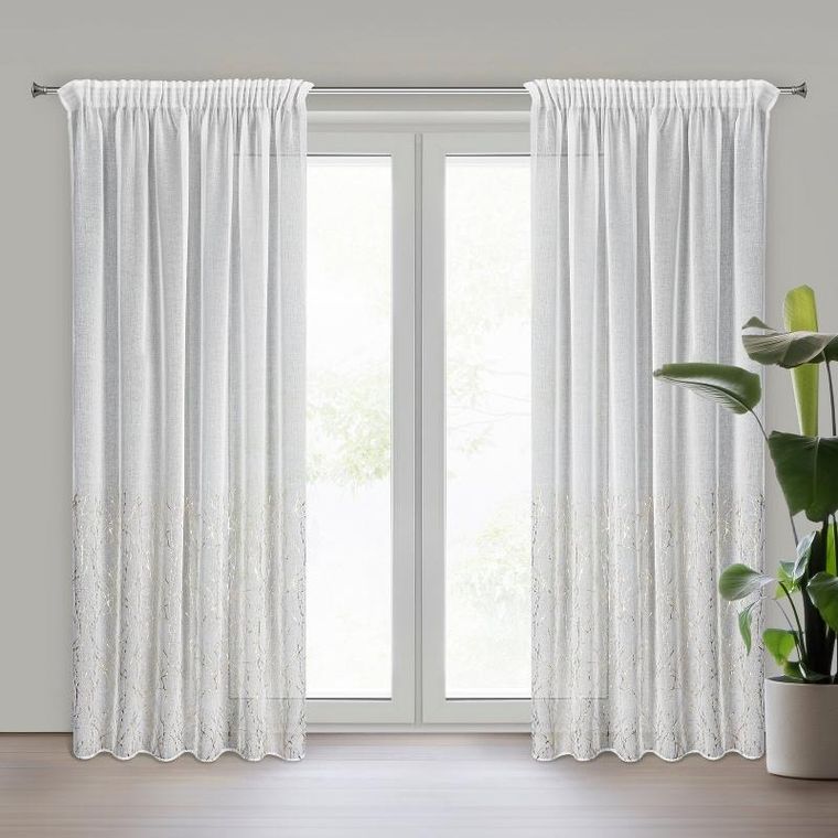 Eurofirany, firana gotowa, Melia, na taśmie, 140-270 cm, biały