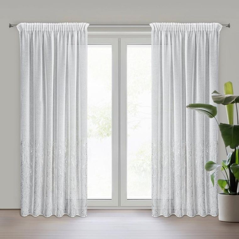 Eurofirany, firana gotowa, Melia, na taśmie, 140-270 cm, biały