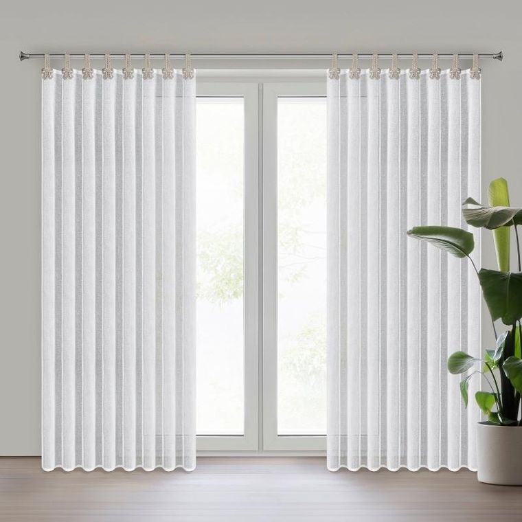 Eurofirany, firana gotowa, Melisa, na szelkach, 140-250 cm, biały