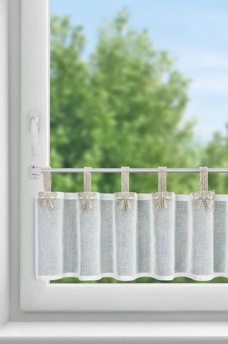 Eurofirany, firana gotowa, Melisa, na szelkach, 150-30 cm, biały