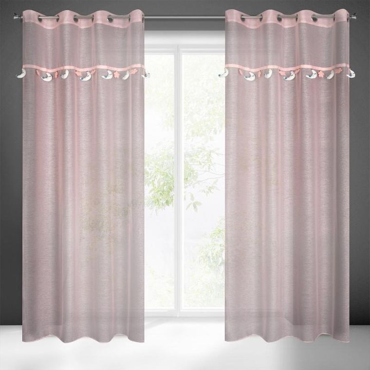 Eurofirany, firana gotowa moon, 140-250 cm, różowy