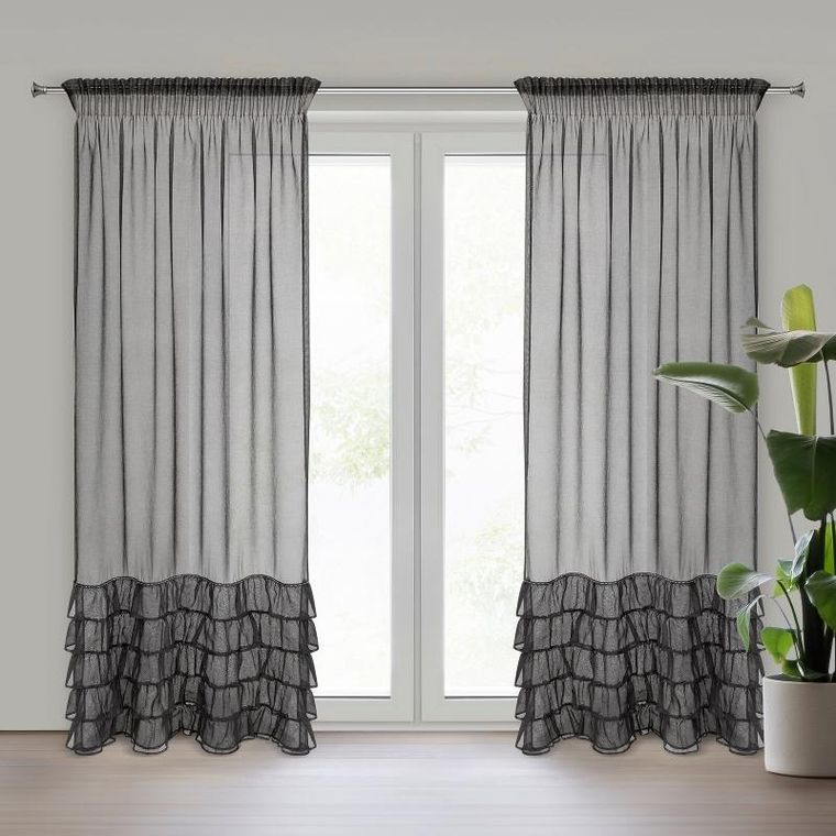 Eurofirany, firana gotowa na taśmie, Carli, 140-270 cm, czarny