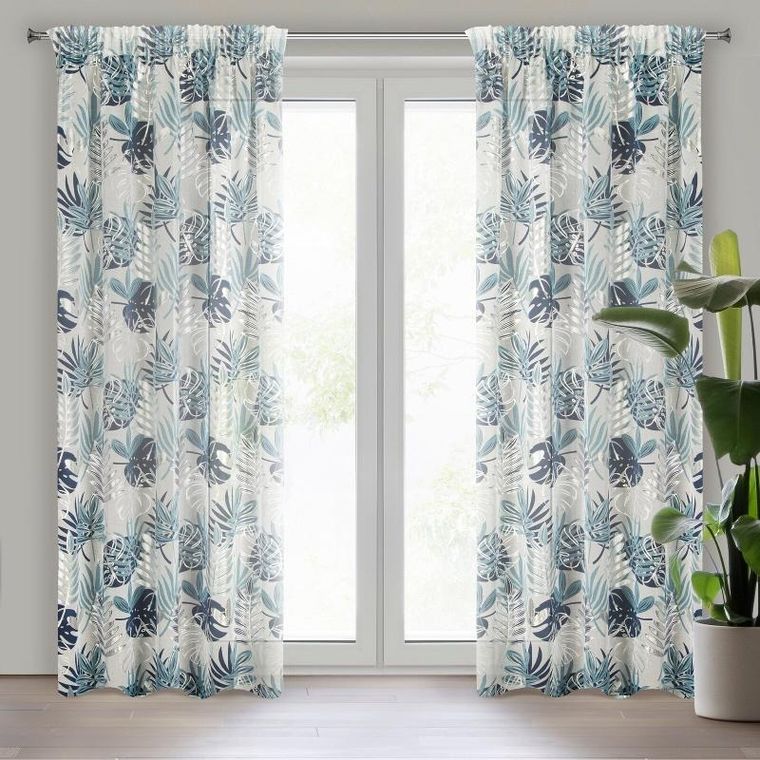 Eurofirany, firana gotowa na taśmie, Malta, granatowy