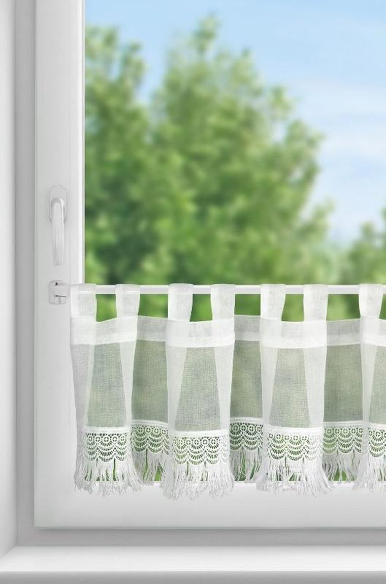 Eurofirany, firana gotowa, Roxana, na szelkach, 30-150 cm, biały