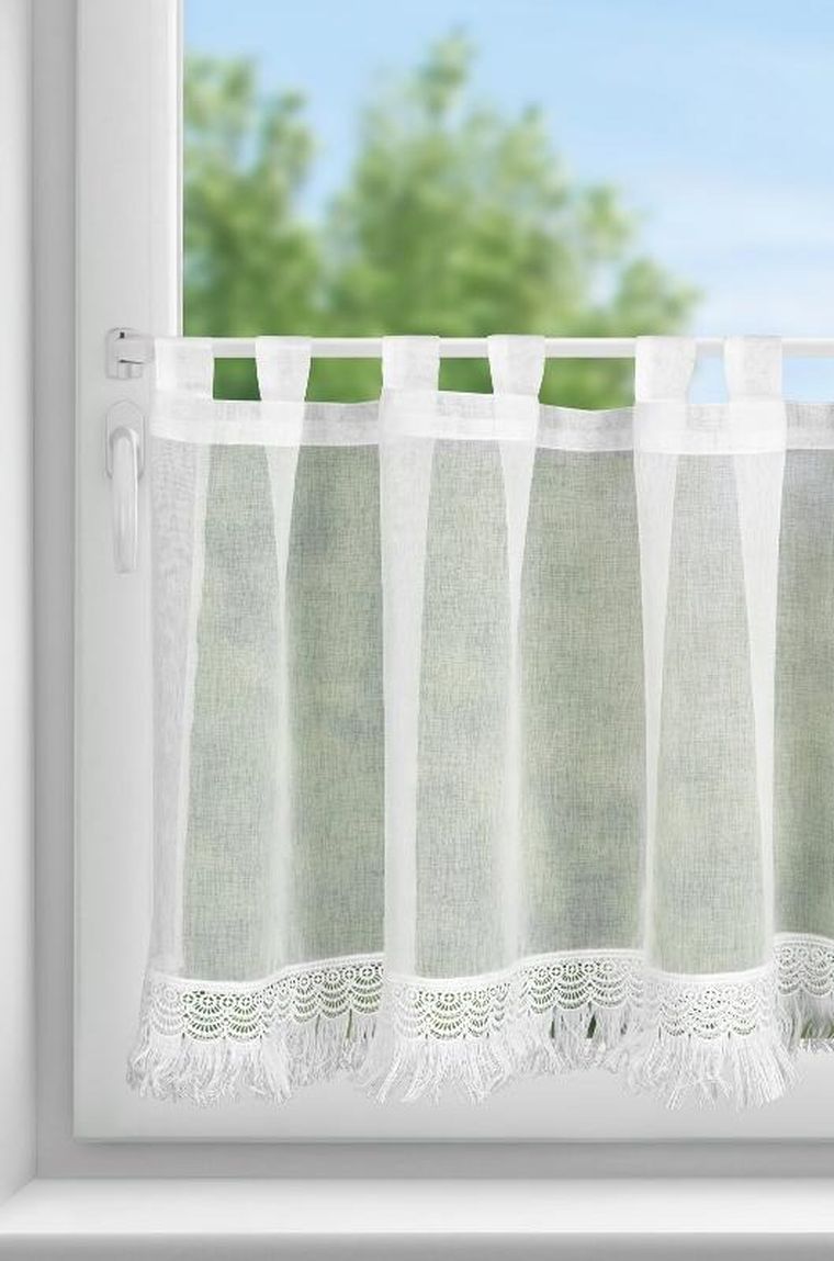 Eurofirany, firana gotowa, Roxana, na szelkach, 60-150 cm, biały