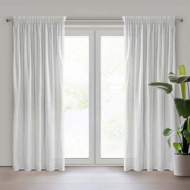 Eurofirany, firana gotowa, Roxi, na taśmie, 140-270 cm, biały